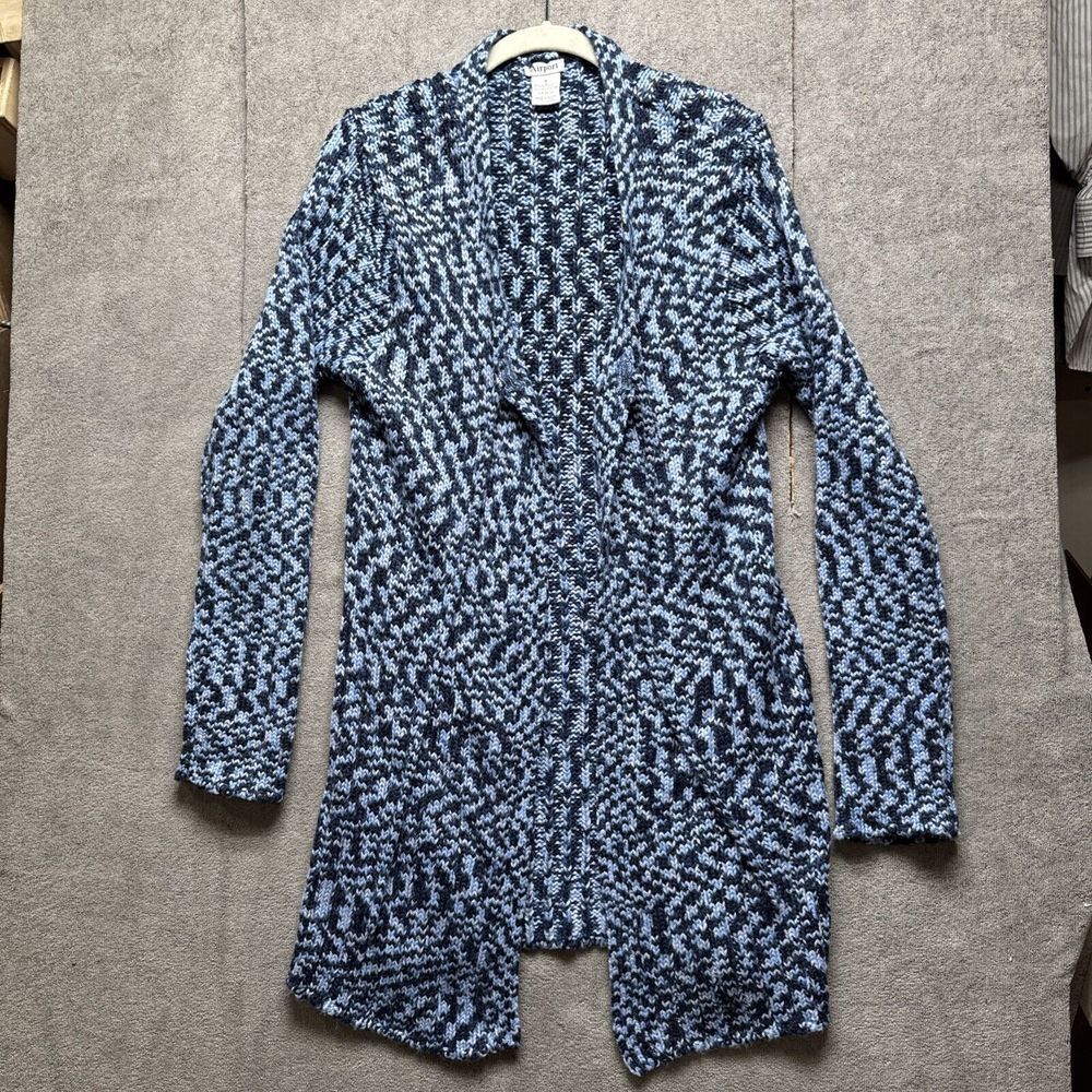 Vintage 80s Airport Clothing Co Sweater Blue Cardigan Womens M Blue Duster Long